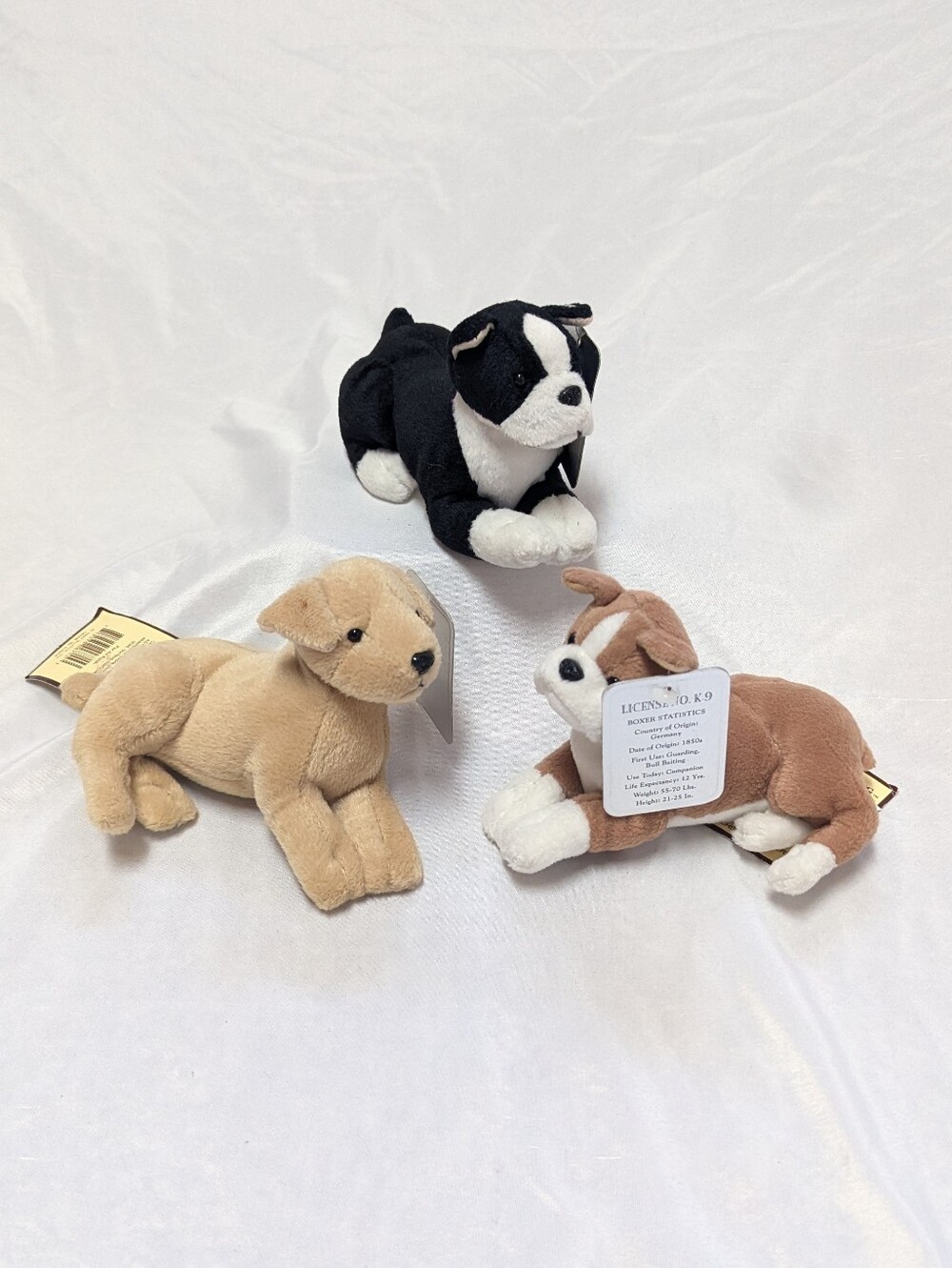 '97 Stuffins  K-9 Bean Bag Plush Dogs - Boston Terrier Golden Retriever Boxer 5"